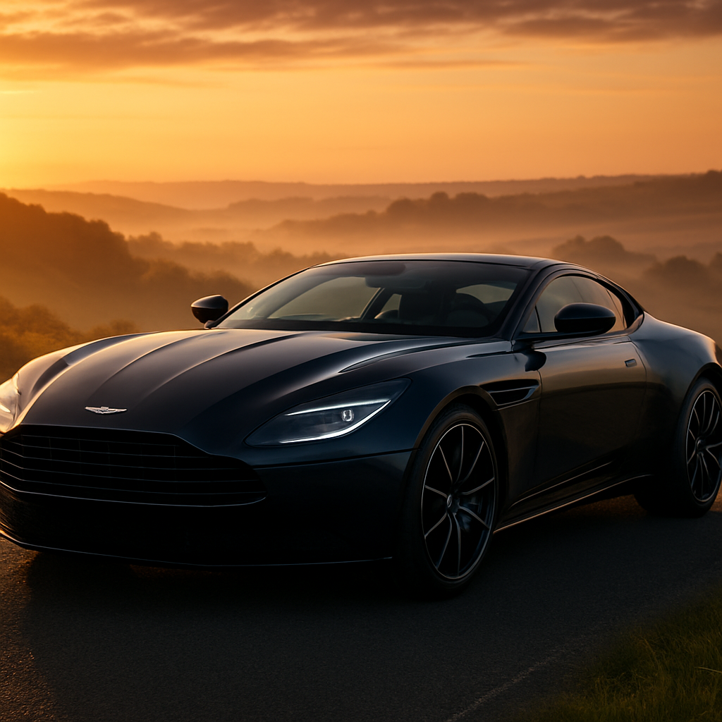 Luxury Aston Martin on Cotswolds road